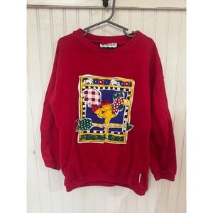 Yippie i o Kids Red Chicken Rooster Graphic Sweatshirt Long Sleeve Pullover 6X
